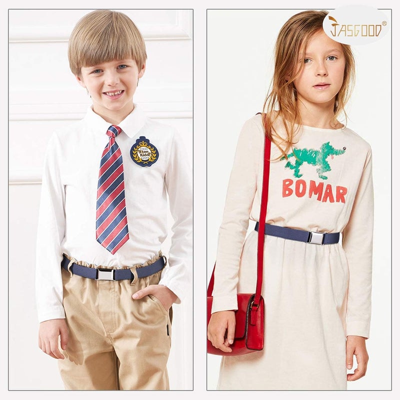Jas. Good Kids Toddler Belt Elastic Stretch Adjustable Belt for Boys and Girls with Silver Square Buckle 2 Pack - Image 2